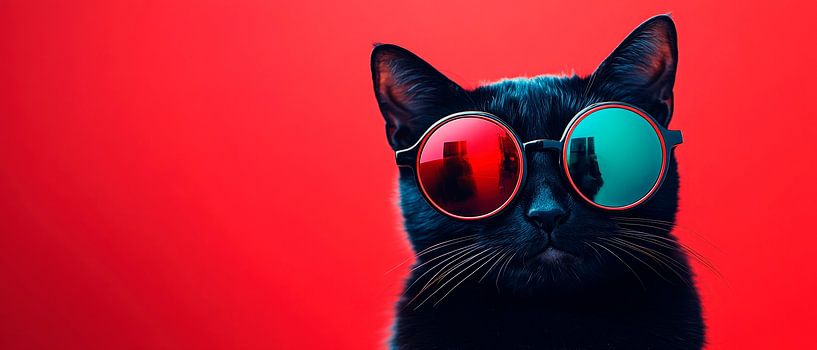 Black cat with stylish sunglasses by Poster Art Shop