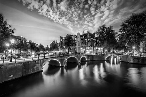 AMSTERDAM Idyllic nightscape from Keizersgracht and Leidsegracht | Monochrome