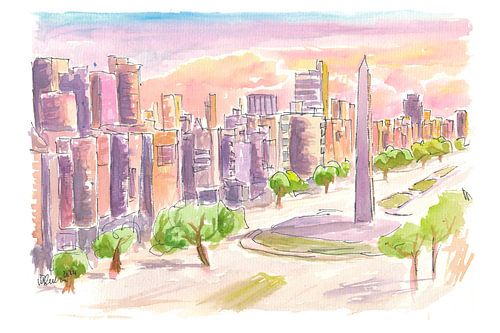 Obelisco de Buenos Aires in the Plaza de la Republica in Argentina