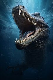 Crocodile dans l'eau bleue