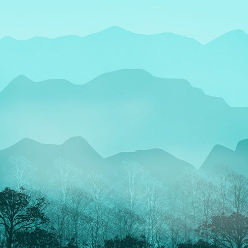 Blauwe en mistige ochtend