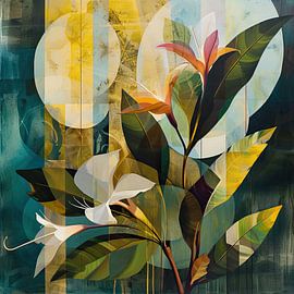 Colourful Abstract Flower Print by Vlindertuin-Art