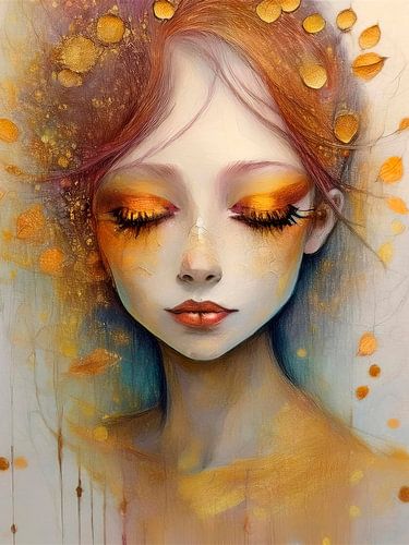 Modern portret van een roodharige jonge vrouw