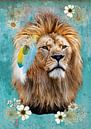 Ibiza lion, bohemian leeuw met veren in zijn manen van Postergirls thumbnail
