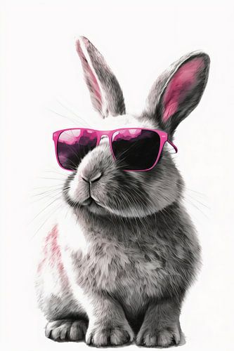 Cool konijn met roze zonnebril