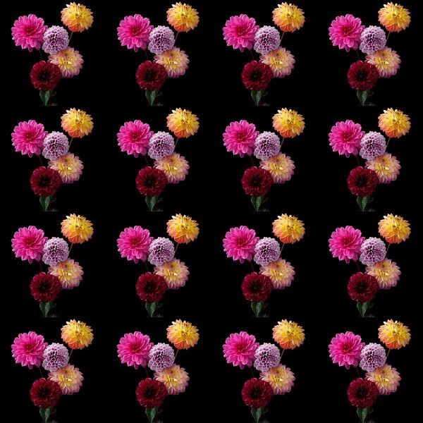 Bunch of Dahlias&#039;s 4x4 coloured by Henriette Tischler van Sleen