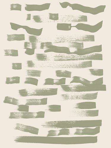 Japandi. Minimalist abstract pattern in sage on white