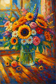 Peinture de fleurs dans un vase sur Johannes