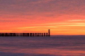Sonnenuntergangs Strand Domburg von Zeeland op Foto