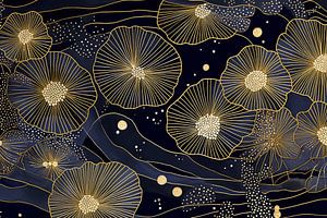 Gold Floral auf Dunkelblau