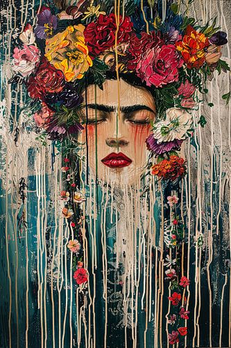Frida - Portrait floral abstrait