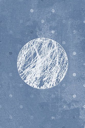 Ikigai. Abstracte minimalistische Zen kunst. Japanse stijl in blauw IV