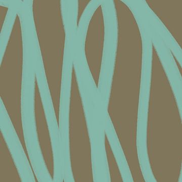 Boho abstract lines in dark gold and mint green. by Dina Dankers