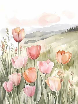 Spring tulips field by IamHome Studio