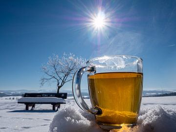 Tasse à thé dans un paysage hivernal sur Animaflora PicsStock