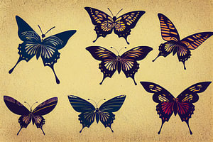 viele Schmetterlinge Kollektion Illustration Hintergrund 02