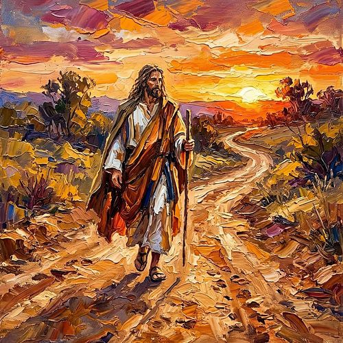 Im Licht wandeln: Spirituelle Sonnenuntergangslandschaft