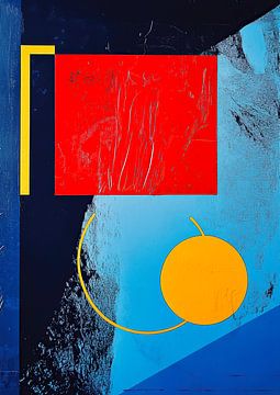 Bauhaus Abstract Geometrisch Blauw Rood van Niklas Maximilian