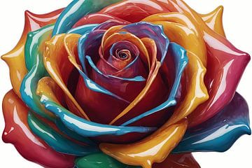Abstract Dance of Colours Rose by De Muurdecoratie