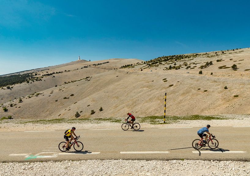 Mont Ventoux, the bare gravel summit with cyclists, Bedoin, France by Rene van der Meer