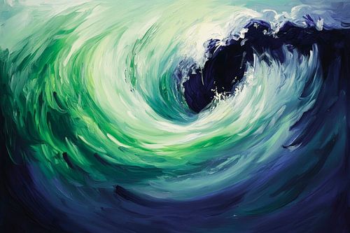 Dynamische zeegolf in groen-blauw