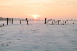 Winter zonsondergang op de Utrechtse Heuvelrug II van Guy de Nooij
