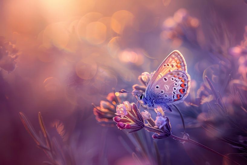 Photo of a butterfly, resting on wildflowers, in a flower meadow by Joriali photography and paintings