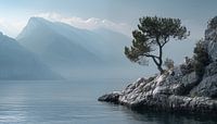 Lake Garda and a calm sea panorama