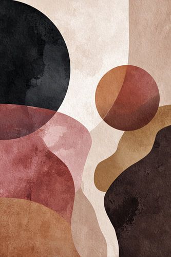 Abstract shapes, earth tones, organic composition, modern