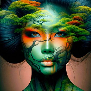 Naturverbundene Geisha Belichtung