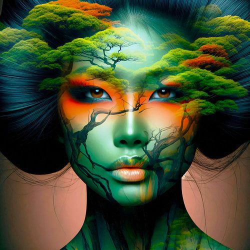 Naturverbundene Geisha Belichtung