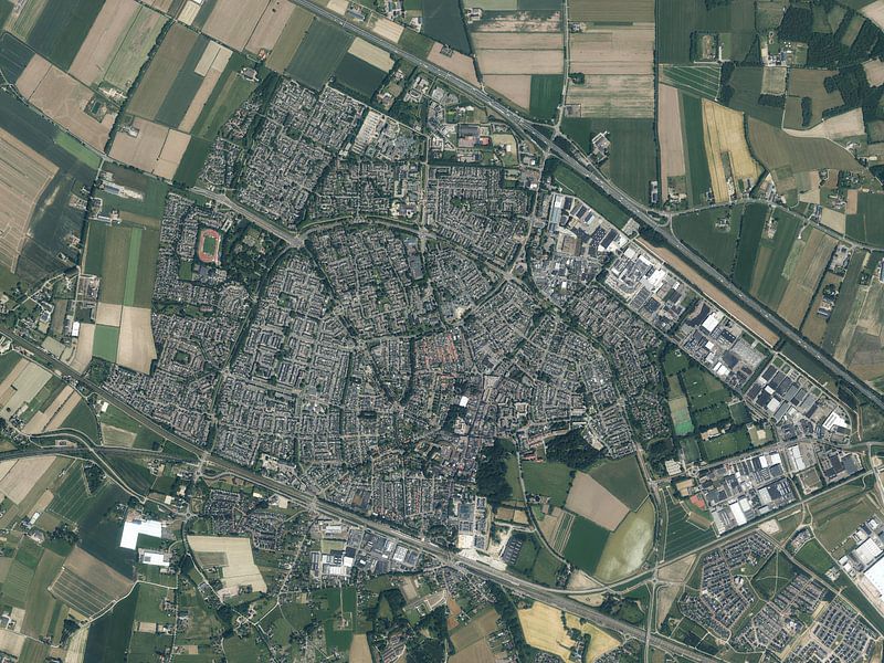 Aerial photo of Zevenaar by Maps Are Art