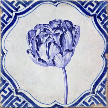 Carreau Delft bleu Tulipe sur Flower artist Sander van Laar
