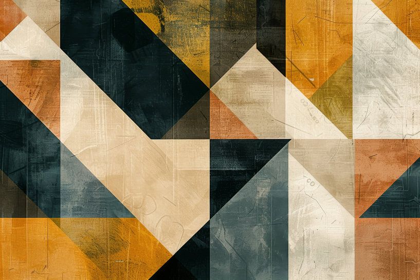 Harmonie géométrique - Composition abstraite dans les tons de terre par Poster Art Shop