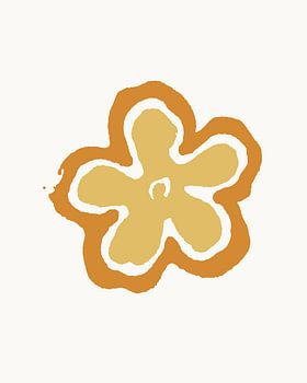 Verspielte, minimalistische Blume in warmen Farbtönen