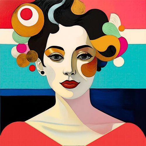 Retro Pop-Art Portret met geometrische vormen