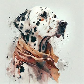 Aquarelle chien dalmatien sur Chromatic Fusion Studio