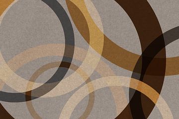 Abstracte organische vormen in bruin, oker, beige. Moderne geometrie in retrostijl nr. 7 van Dina Dankers