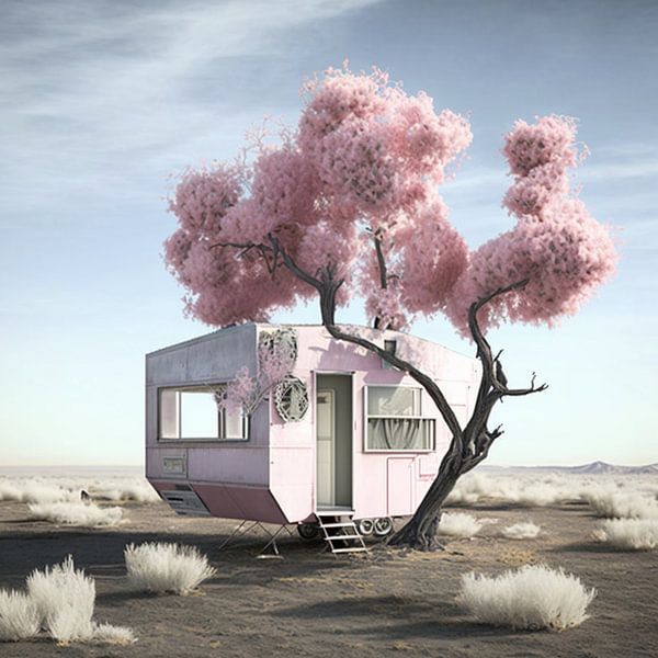 tree house landscape surreal desert colourful tree bushes by gm_designs