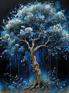 Arbre de lune : la magie des fleurs bleues