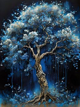 Arbre de lune : la magie des fleurs bleues