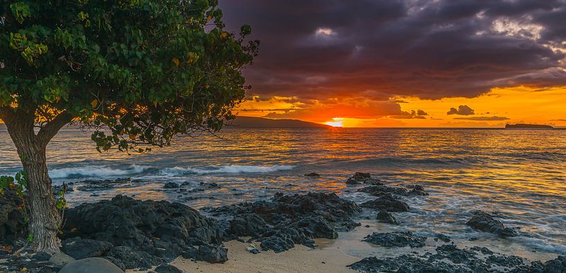 Zonsondergang Ahihi Kinau, Maui, Hawaii van Henk Meijer Photography