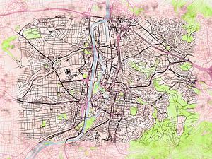 Karte von Heilbronn im stil 'Soothing Spring'