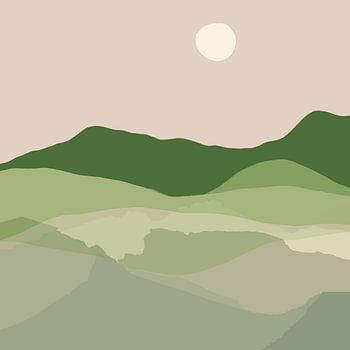 Berglandschaft in Zartem Pastell Grün