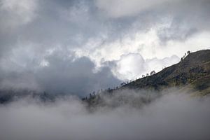 Le mont Bromo enveloppé de nuages