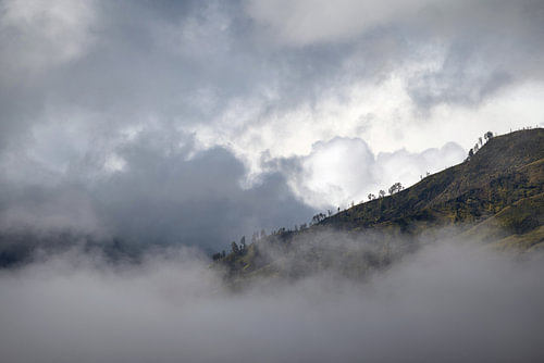 Mt Bromo shrouded in clouds