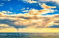 Clouds over the sea with sailboats off Marbella Spain by Dieter Walther thumbnail