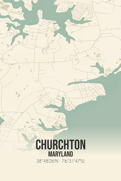 Vintage map of Churchton (Maryland), USA. by Prints of Place