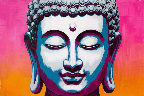 Kleurrijk Boeddha pop art schilderij