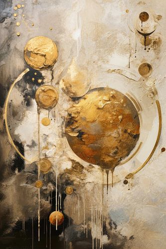 Beige en Bruin Abstract - Rustig Geometrisch Schilderij